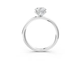Silver Oval Solitaire Diamond Ring with a Classic Band and Four-Prong Setting 3