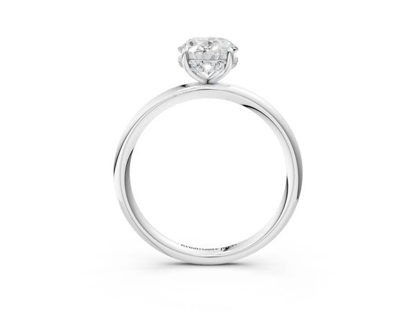 Sterling Silver Oval Hidden Halo Solitaire Engagement Ring Setting with Plain Band