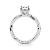 Silver Oval Solitaire Diamond Twist Band with Four-Prong Setting 2