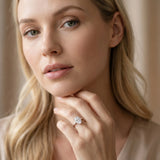 Silver Oval Solitaire Engagement Ring with Cathedral Band and Four-Prong Setting_71
