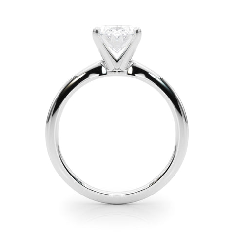 10K White Gold 1.05 Carat E VVS2 Oval Solitaire Engagement Ring with Classic Band and Four-Prong Setting