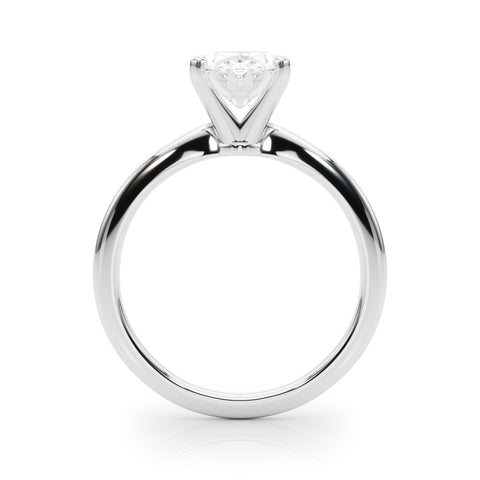 Silver Oval Solitaire Engagement Ring with Classic Band and Four-Prong Setting 1