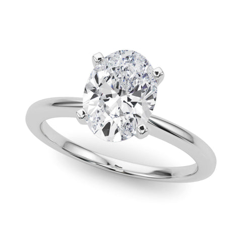10K White Gold 1.05 Carat E VVS2 Oval Solitaire Engagement Ring with Classic Band and Four-Prong Setting