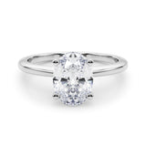 10K White Gold 1.05 Carat E VVS2 Oval Solitaire Engagement Ring with Classic Band and Four-Prong Setting