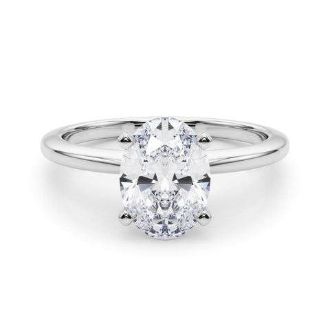 10K White Gold 1.05 Carat E VVS2 Oval Solitaire Engagement Ring with Classic Band and Four-Prong Setting