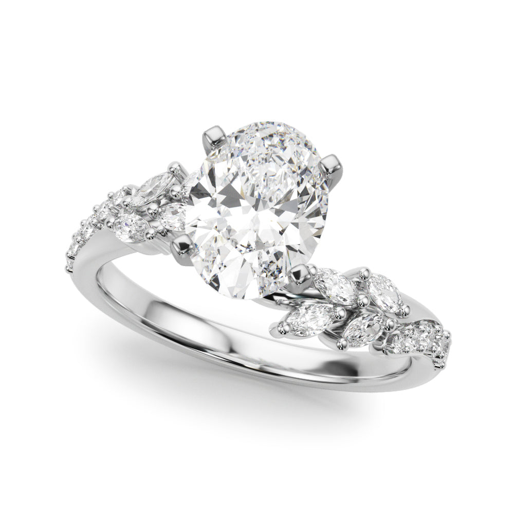 Silver Oval Solitaire Marquise Twist Band with Six-Prong Setting 2