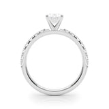 14K White Gold 1.54 Carat F VS1 Oval Solitaire Pavé Band with Four-Prong Setting
