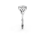Silver Oval Solitaire Twist Band Six-Prong Setting 2