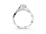 Silver Oval Solitaire Twist Band Six-Prong Setting 3