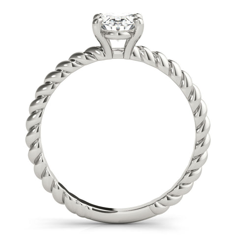 Silver Oval Solitaire Twisted Band 4-Prong Ring 1