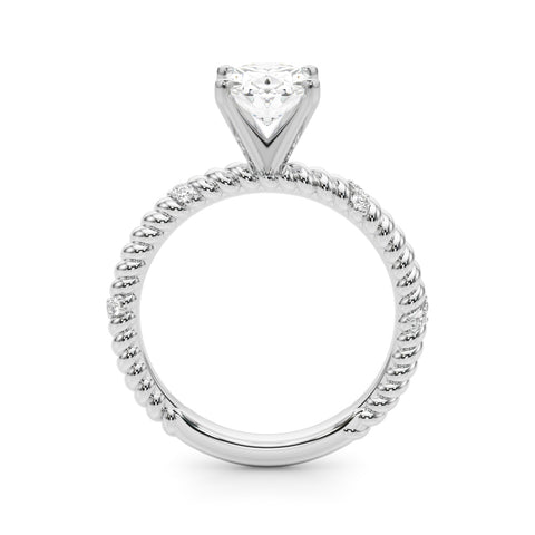Silver Oval Solitaire Twisted Band Prong Set Engagement Ring 1