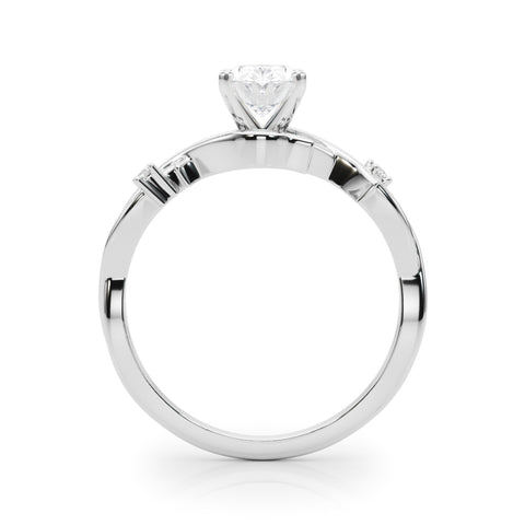 Silver Oval Solitaire Twisted Band Prong Setting Ring 1