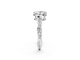 Silver Oval Solitaire Twisted Pave Diamond Ring with Four-Prong Setting_10
