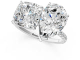 Silver Oval and Cushion Toi Moi Ring with Prong Setting and Micro Pave Band 1