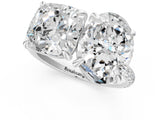 Silver Oval and Cushion Toi Moi Ring with Prong Setting and Pave Band 1
