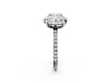 Silver Oval and Cushion Toi Moi Ring with Prong Setting and Pave Band 2