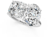 Silver Oval and Cushion Toi Moi Ring with Prong Setting and Plain Band 1