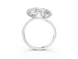 Silver Oval and Cushion Toi Moi Ring with Prong Setting and Plain Band 3