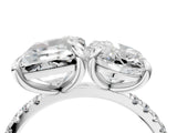 Silver Oval and Emerald Toi Moi Ring with Prong Setting and Micro Pave Band 4