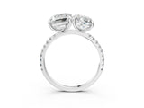 Silver Oval and Emerald Toi Moi Ring with Prong Setting and Pave Band 3