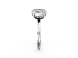 Silver Oval and Emerald Toi Moi Ring with Prong Setting and Plain Band 2