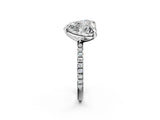 Silver Oval and Heart Toi Moi Ring with Prong Setting and Pave Band 2