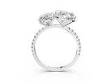 Silver Oval and Heart Toi Moi Ring with Prong Setting and Pave Band 3