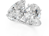 Silver Oval and Pear Toi Moi Ring with Prong Setting and Micro Pave Band 1