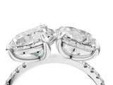 Silver Oval and Pear Toi Moi Ring with Prong Setting and Pave Band 4