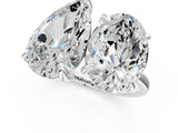 Silver Oval and Pear Toi Moi Ring with Prong Setting and Plain Band 1