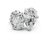 Silver Oval and Pear Toi Moi Ring with Prong Setting and Plain Band