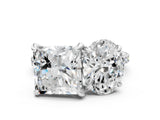 Silver Oval and Princess Toi Moi Ring with Prong Setting and Pave Band