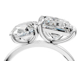 Silver Oval and Princess Toi Moi Ring with Prong Setting and Plain Band 4