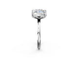 Silver Oval and Radiant Toi Moi Ring with Prong Setting and Plain Band 2