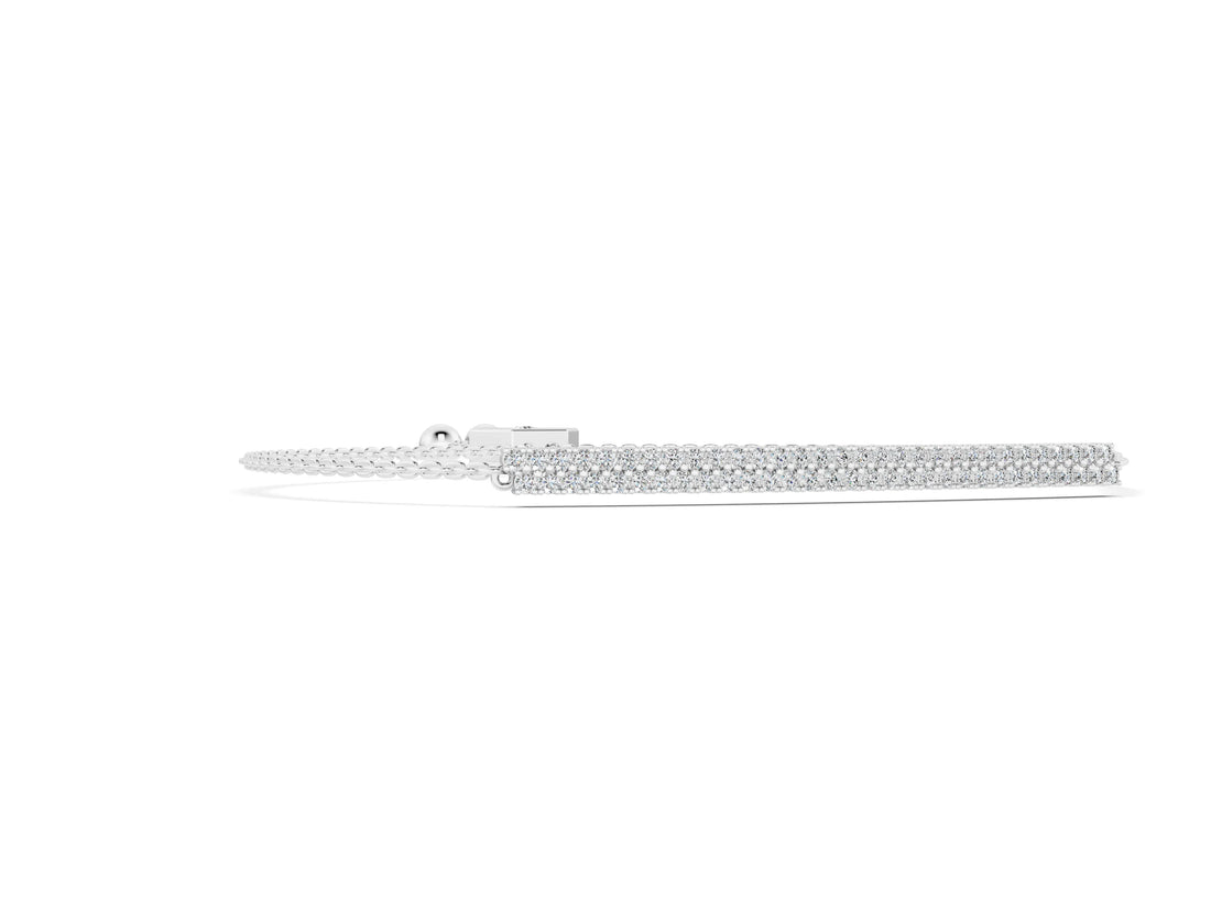 Silver Pavé Round Diamond Box Chain Slider Bracelet