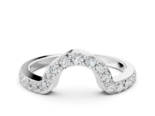 Silver Pavé Round Diamond Contour Band with Prong Setting