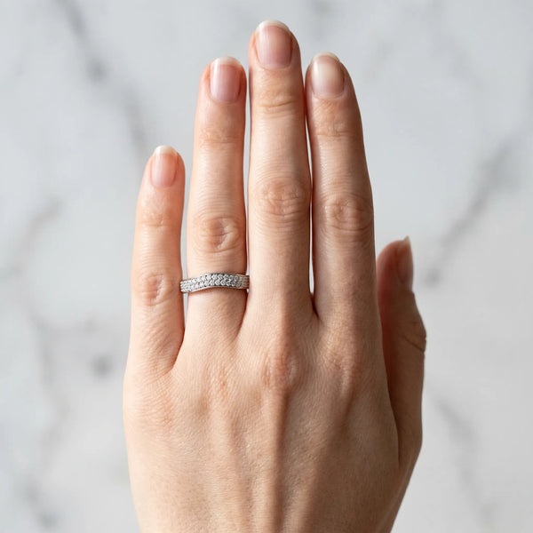 Platinum Pavé Round Diamond Contour Band