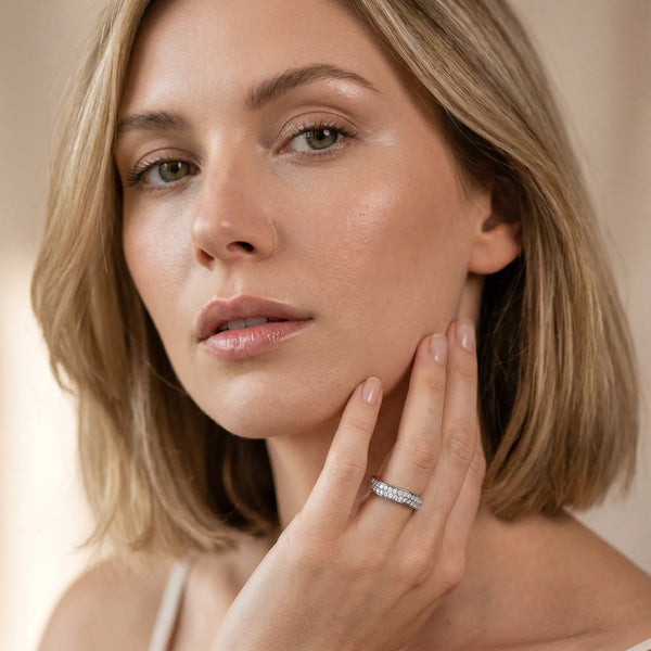 Platinum Pavé Round Diamond Contour Band