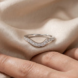 Silver Pavé Round Diamond Curved Band with Prong Setting_32