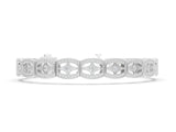 Silver Pavé Round Diamond Milgrain Link Bracelet with Prong Setting_12