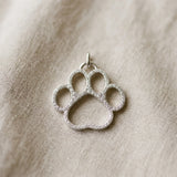 10K White Gold Pavé Round Diamond Paw Pendant