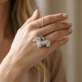 Silver Pavé Round Diamond Prong-Set Dachshund Pendant_14