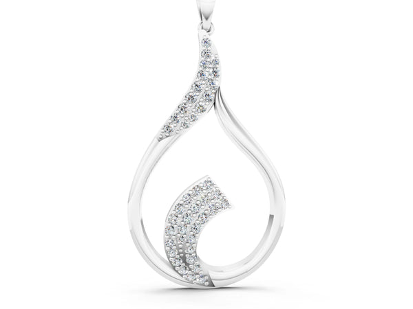 Silver Pavé Round Diamond Twist Pendant