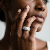 Silver Pavé Round Diamond Wide Band with Micro-Prong Setting_30