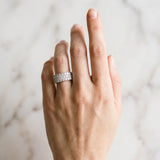 Silver Pavé Round Diamond Wide Band with Milgrain Edge_12