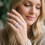 Silver Pavé Round Diamond Wide Band with Milgrain Edge_14