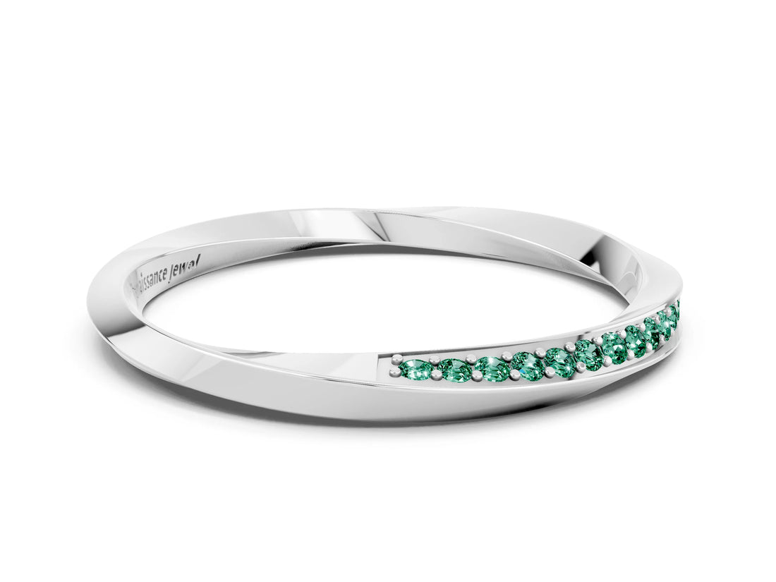 Silver Pavé Round Green Sapphire Twist Band_12