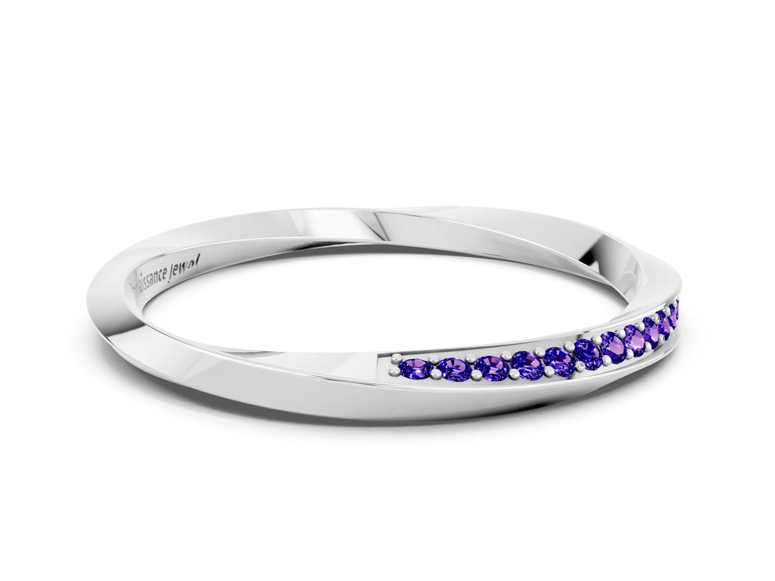 Silver Pavé Round Tanzanite Twist Band