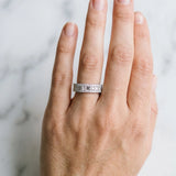 Silver Pave Round and Baguette Diamond Eternity Band with Channel and Prong Setting_12