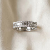 Silver Pave Round and Baguette Diamond Eternity Band with Channel and Prong Setting_15
